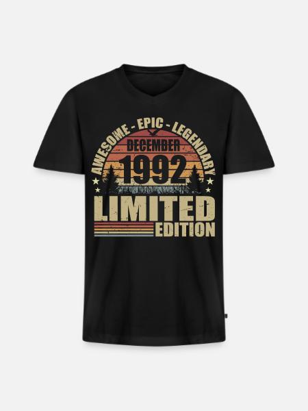 December 1992 - Limited Edition December 1992 - Men's Premium Organic T-shirt with V-neck - black
