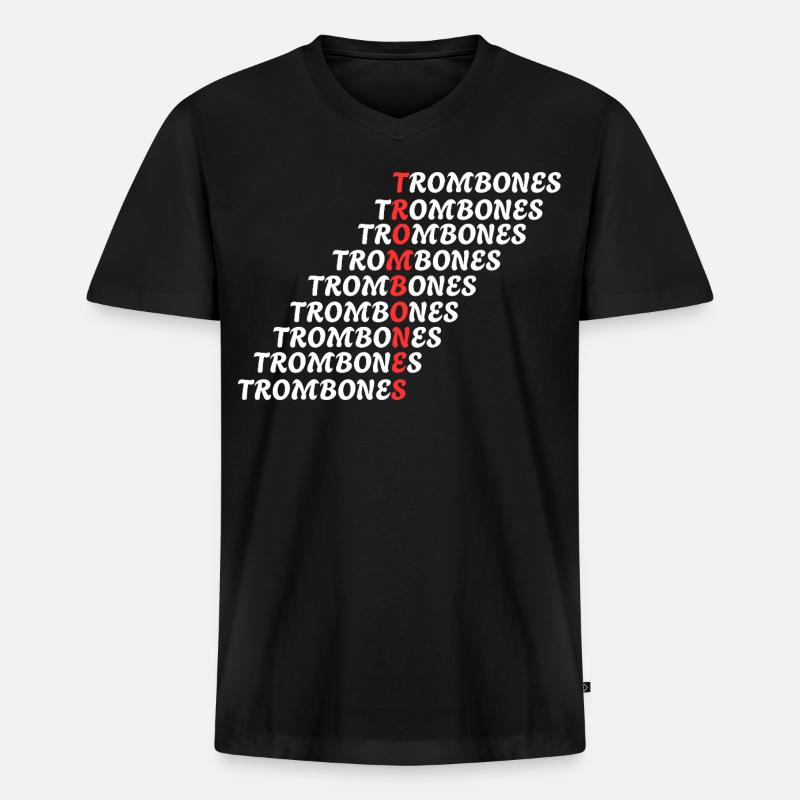 POSAUNEN - Männer Premium Bio T-Shirt mit V-Ausschnitt - Schwarz