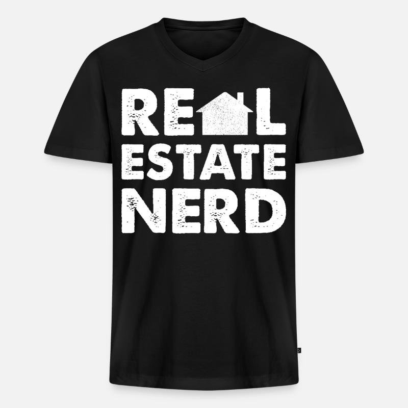 RealEstate Nerd - Männer Premium Bio T-Shirt mit V-Ausschnitt - Schwarz