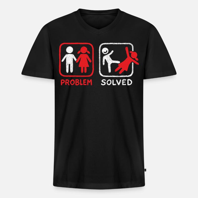 Problem Solved - Männer Premium Bio T-Shirt mit V-Ausschnitt - Schwarz