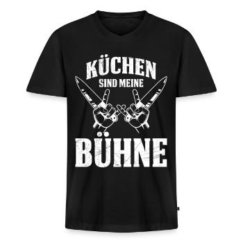 LES CUISINES SONT MA SCÈNE Amusant - T-shirt encolure en V Premium bio Homme - noir - Devant - Nico (187cm)