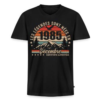 Retro Dezember 1985 – 40-jähriges Jubiläumsgeschenk - Männer Premium Bio T-Shirt mit V-Ausschnitt - Schwarz - Vorne - Nico (187cm)