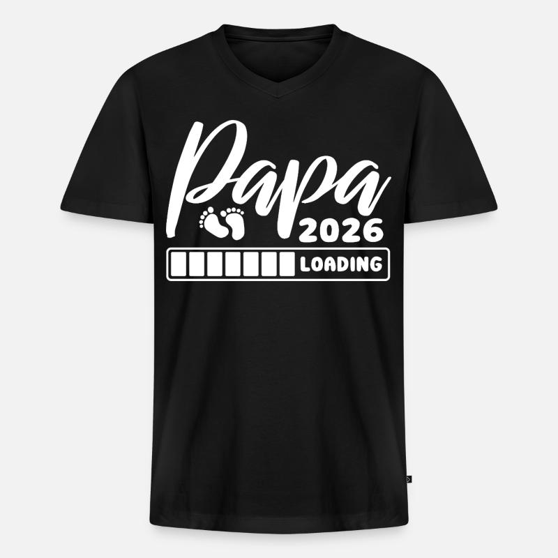 Papa 2026 loading - Schwangerschaft - Geschenk - Männer Premium Bio T-Shirt mit V-Ausschnitt - Schwarz