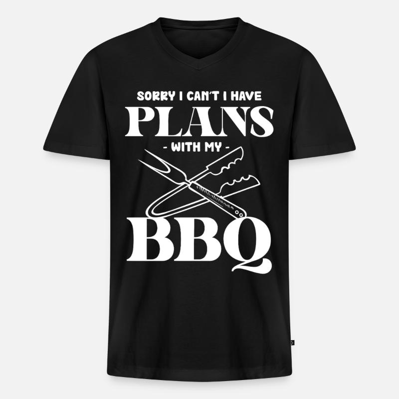 BBQ Pläne: Grillabend Ausrede - Männer Premium Bio T-Shirt mit V-Ausschnitt - Schwarz