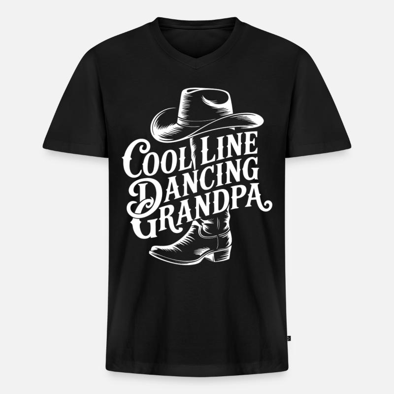 Line-Dancing Opa Cowboy - Männer Premium Bio T-Shirt mit V-Ausschnitt - Schwarz
