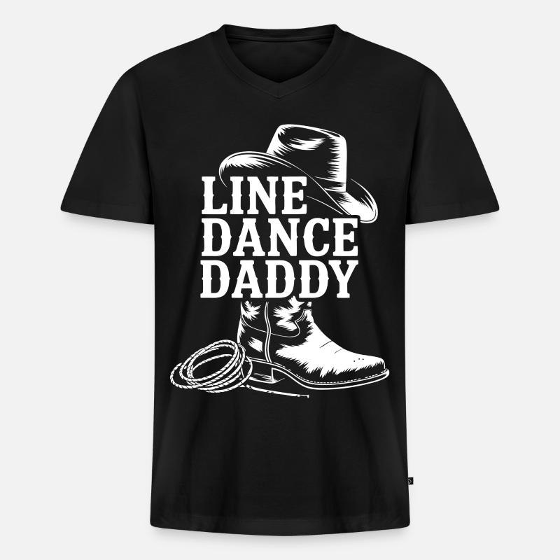 Cowboy Line Dance Daddy Motiv - Männer Premium Bio T-Shirt mit V-Ausschnitt - Schwarz
