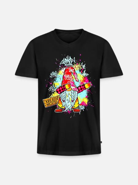 CREATIVE GNOME Dab Graffiti Artist XMas - Men's Premium Organic T-shirt with V-neck - black