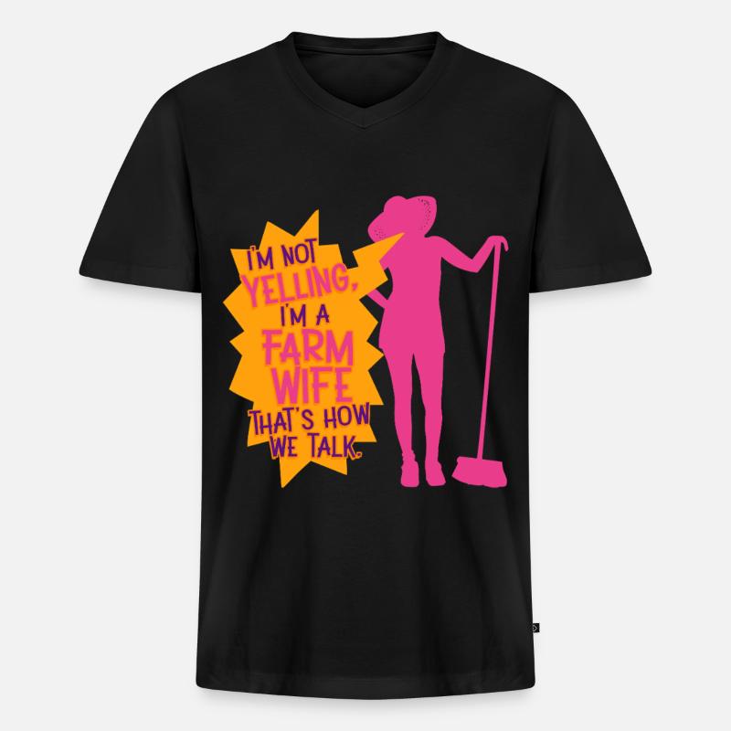Ehefrau eines Bauern Mutter - Männer Premium Bio T-Shirt mit V-Ausschnitt - Schwarz