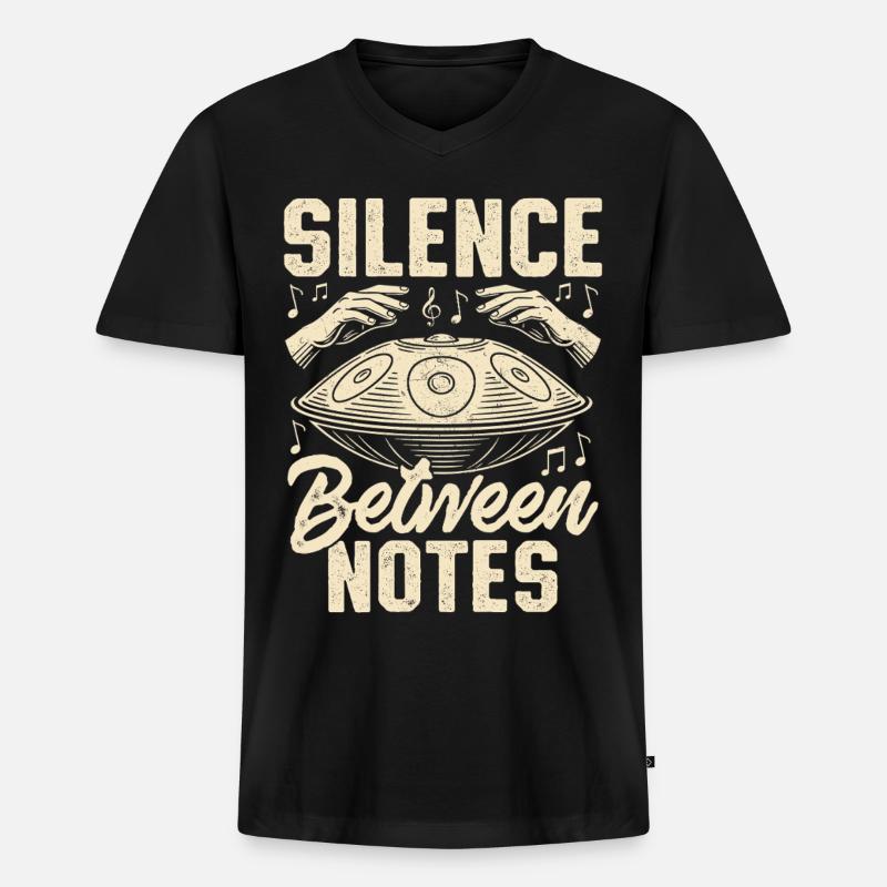 Silence Between Notes - Männer Premium Bio T-Shirt mit V-Ausschnitt - Schwarz
