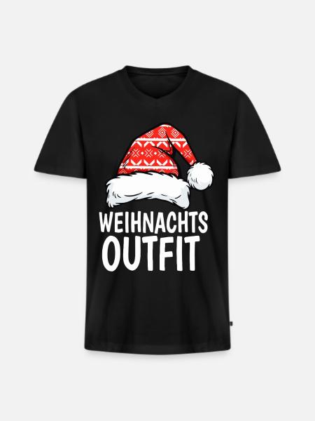 Weihnachtsmütze - Männer Premium Bio T-Shirt mit V-Ausschnitt - Schwarz