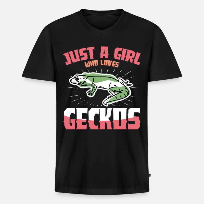 Gecko Vibes: Nur ein Mädchen - Männer Premium Bio T-Shirt mit V-Ausschnitt - Schwarz