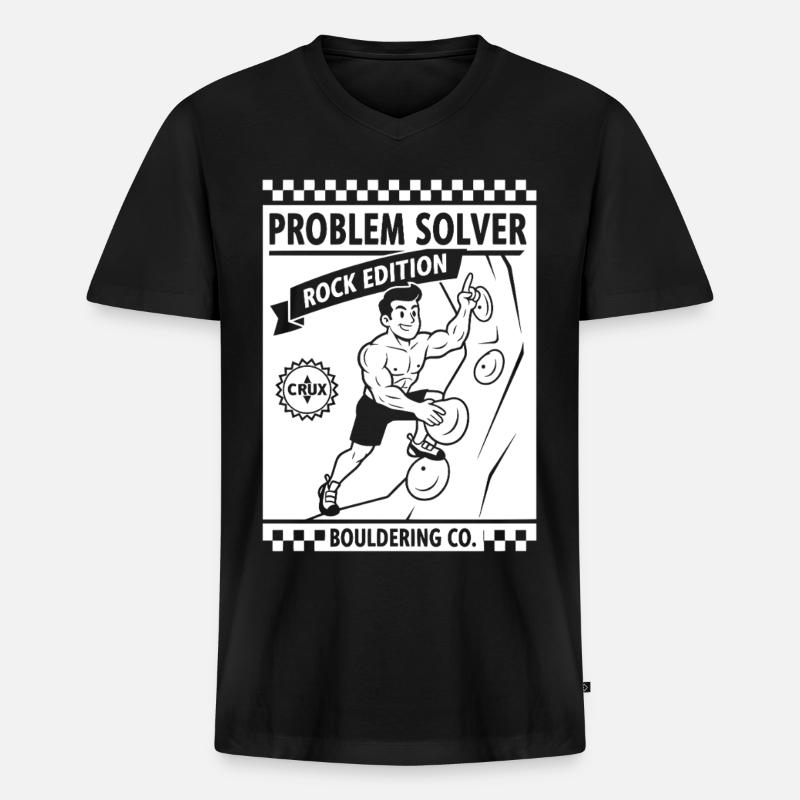 Problem Solver Rock Edition Kletterwand-Spaß - Männer Premium Bio T-Shirt mit V-Ausschnitt - Schwarz