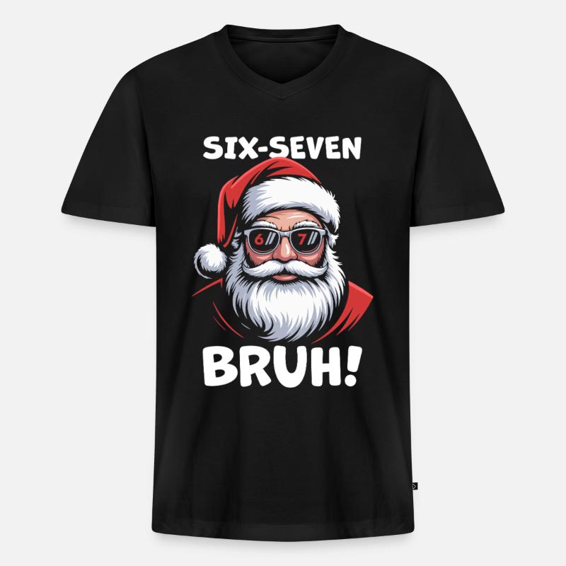 Weihnachtsmann Sechs Sieben - Männer Premium Bio T-Shirt mit V-Ausschnitt - Schwarz