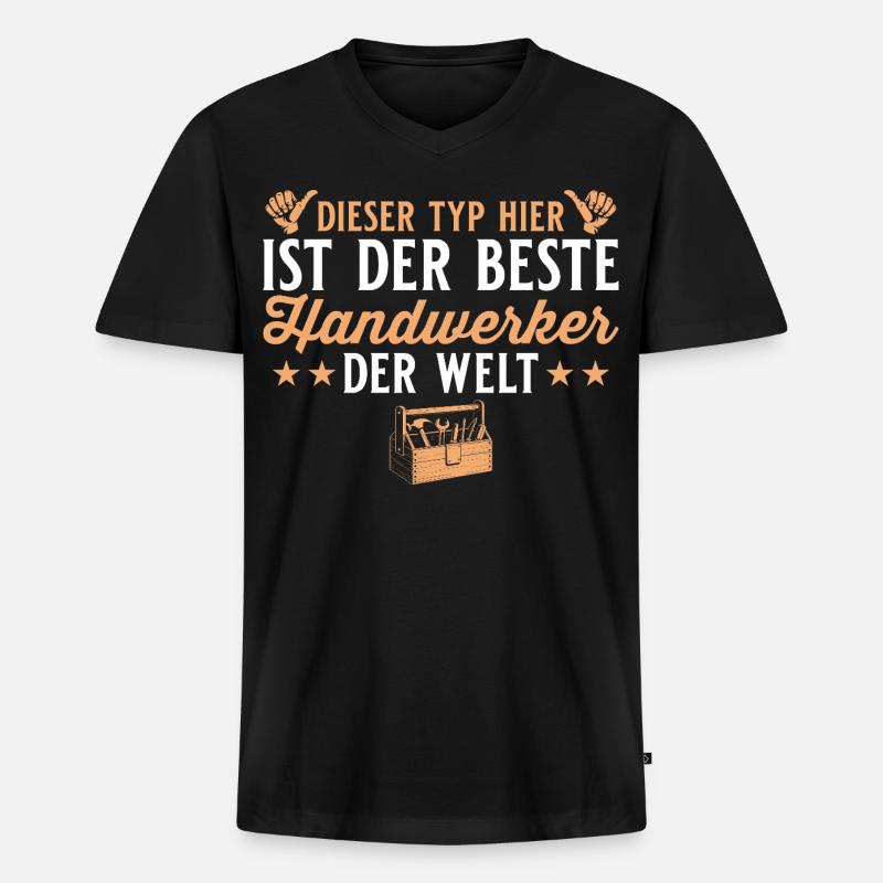 Bester Handwerker der Welt - Heimwerker - Männer Premium Bio T-Shirt mit V-Ausschnitt - Schwarz