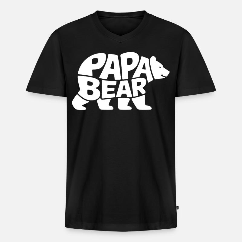 Papa Bear - Männer Premium Bio T-Shirt mit V-Ausschnitt - Schwarz