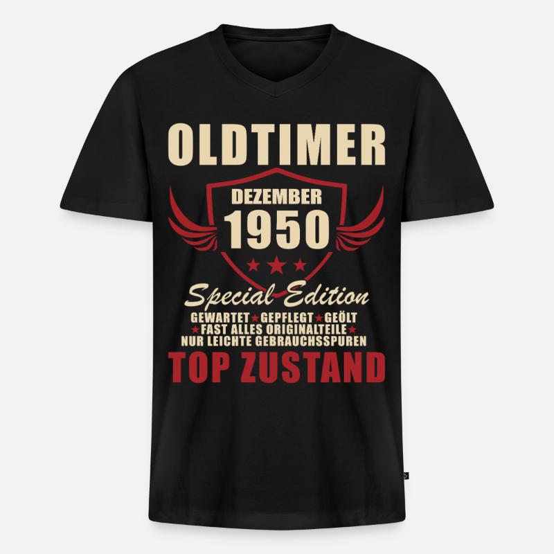 Oldtimer 1950 Special Edition - Männer Premium Bio T-Shirt mit V-Ausschnitt - Schwarz