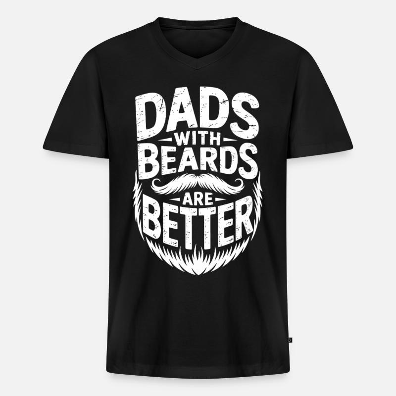 Väter mit Bärten sind besser - Männer Premium Bio T-Shirt mit V-Ausschnitt - Schwarz