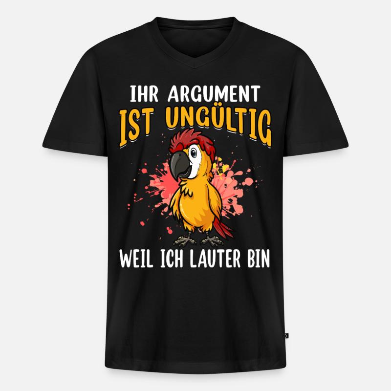 Papagei Spruch: Ungültiges Argument - Männer Premium Bio T-Shirt mit V-Ausschnitt - Schwarz