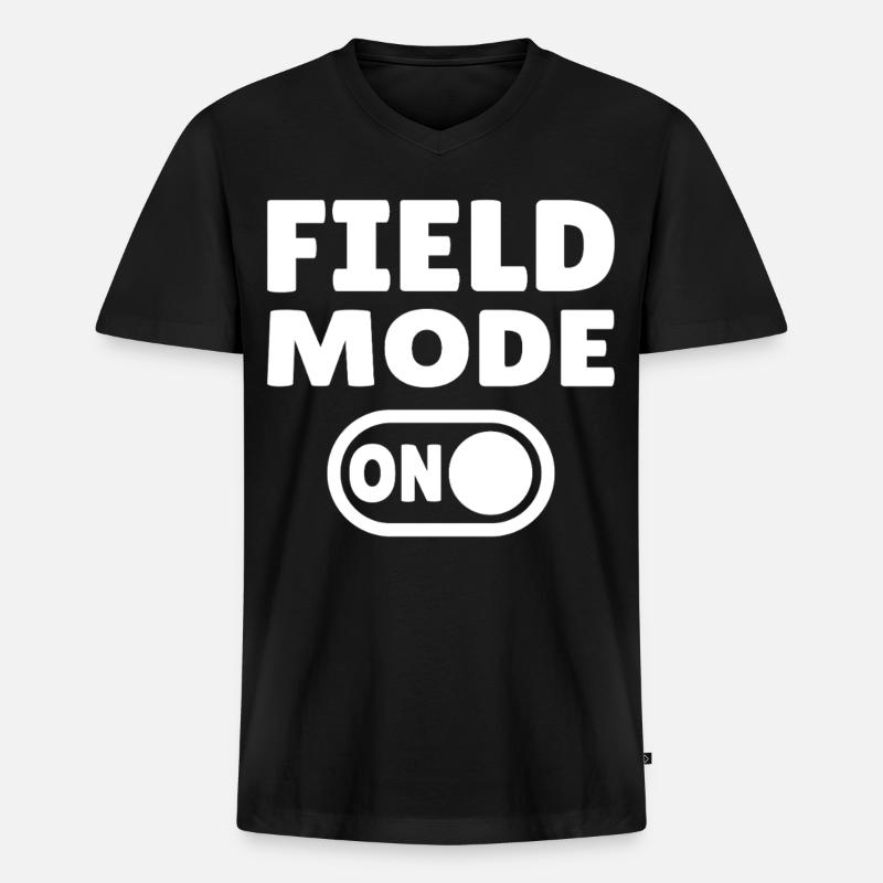 Field Mode ON – Leichtathletik - Männer Premium Bio T-Shirt mit V-Ausschnitt - Schwarz