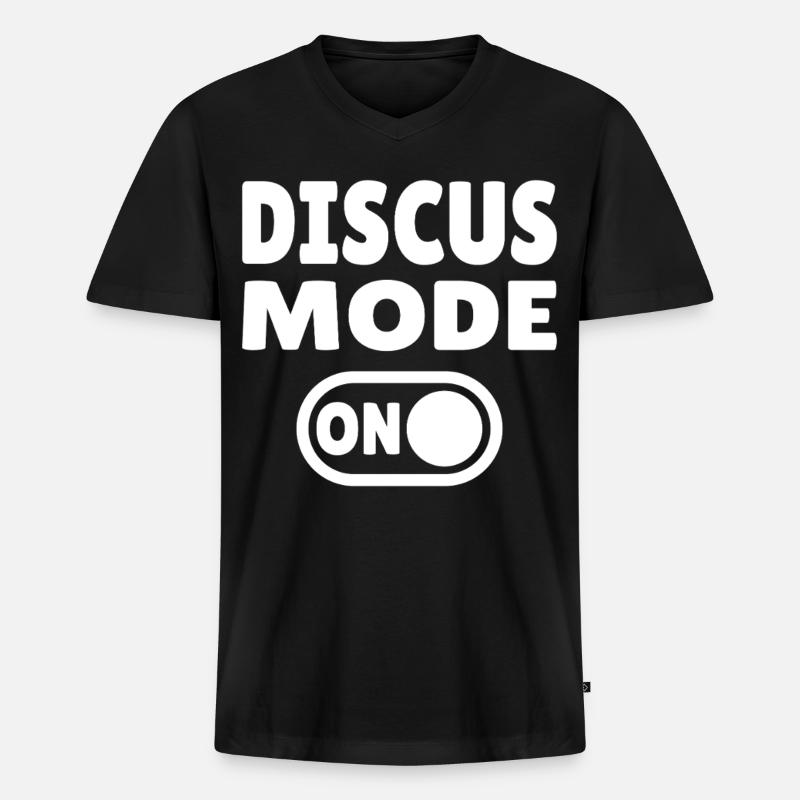 Discus Mode ON - Diskuswerfer - Männer Premium Bio T-Shirt mit V-Ausschnitt - Schwarz