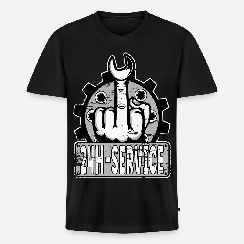 Mittelfinger Stinkerfinger 24h Service Design Grau - Männer Premium Bio T-Shirt mit V-Ausschnitt - Schwarz