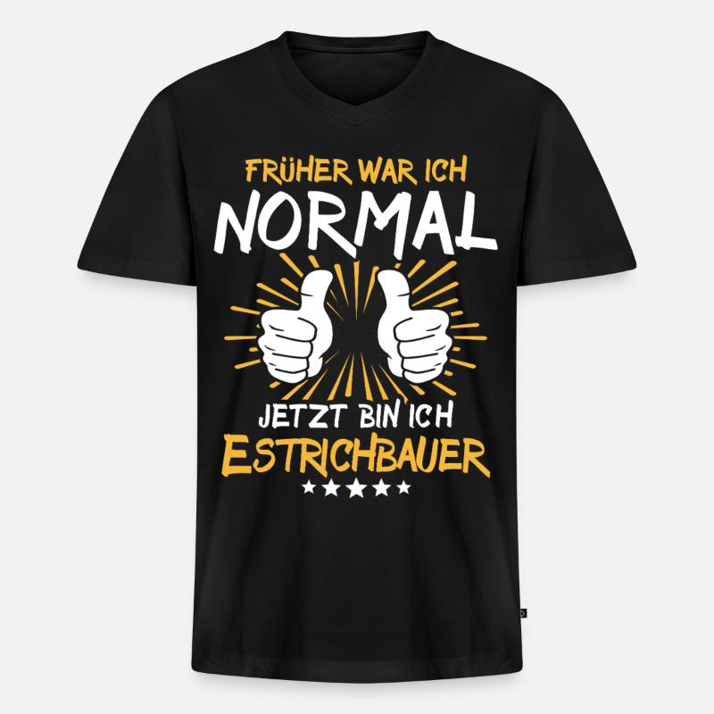 Estrichbauer Spruch - Männer Premium Bio T-Shirt mit V-Ausschnitt - Schwarz