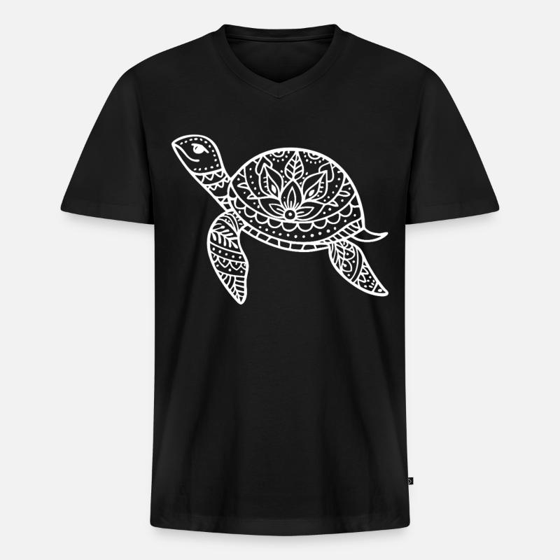 Boho turtle with pattern shell - Men's Premium Organic T-shirt with V-neck - black