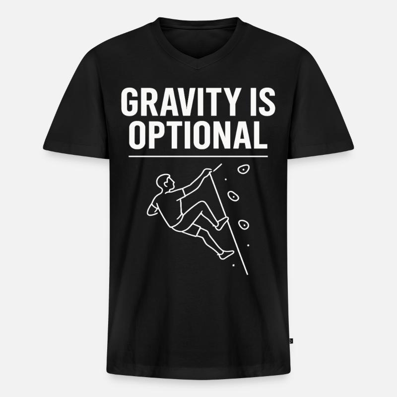 Schwerkraft Ist Optional Klettern Statement - Männer Premium Bio T-Shirt mit V-Ausschnitt - Schwarz