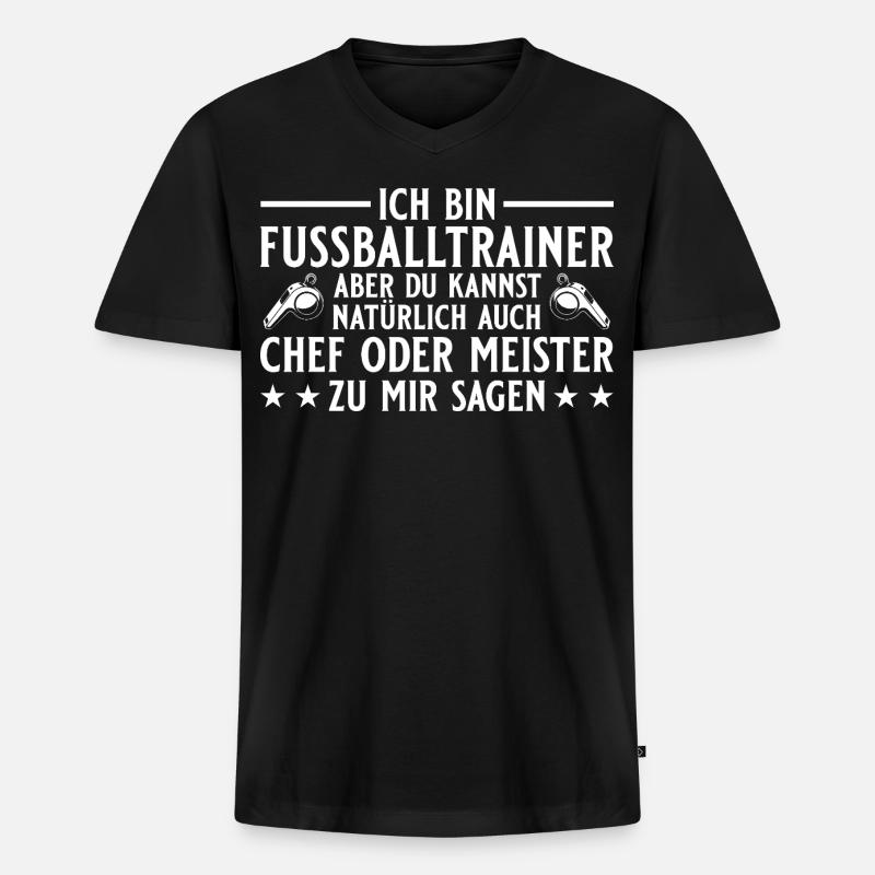 Fußballtrainer Chef oder Meister - Männer Premium Bio T-Shirt mit V-Ausschnitt - Schwarz
