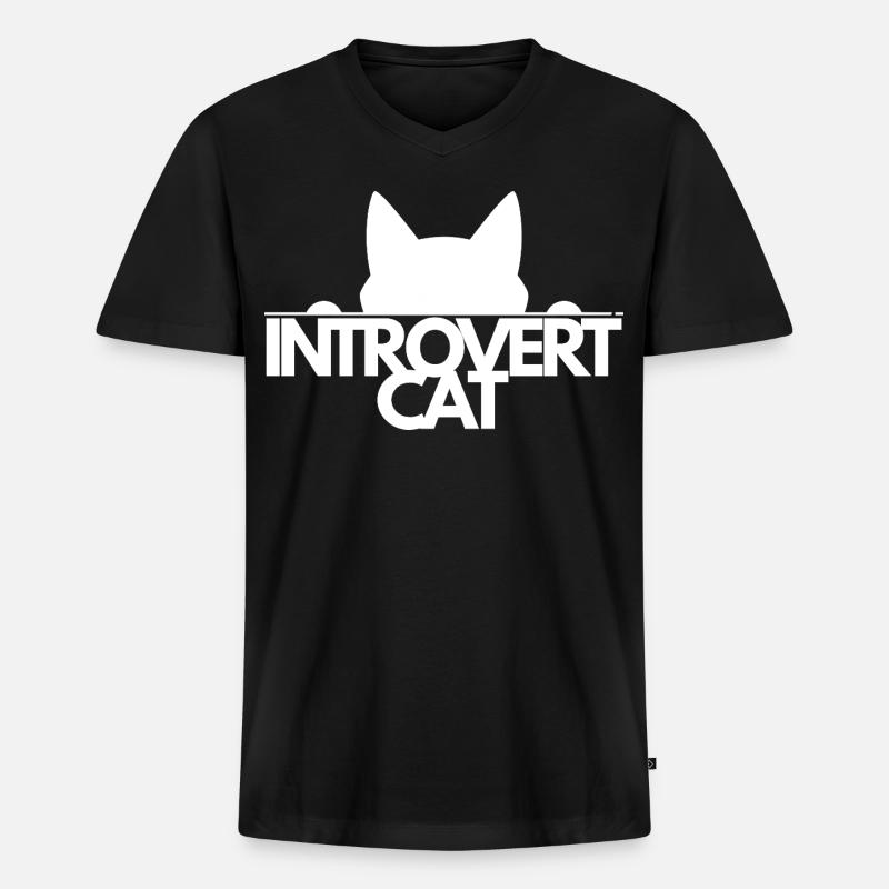 Introvertierter Cat Silhouette - Männer Premium Bio T-Shirt mit V-Ausschnitt - Schwarz