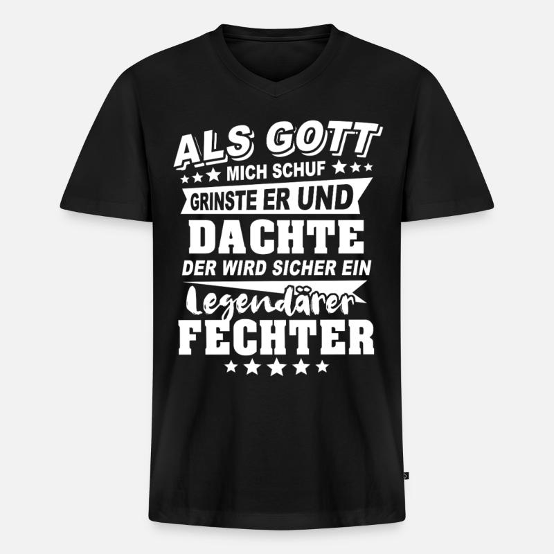 Fechter - Männer Premium Bio T-Shirt mit V-Ausschnitt - Schwarz