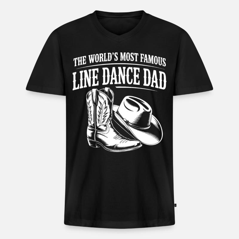 Line Dance Dad Boots & Hat - Männer Premium Bio T-Shirt mit V-Ausschnitt - Schwarz