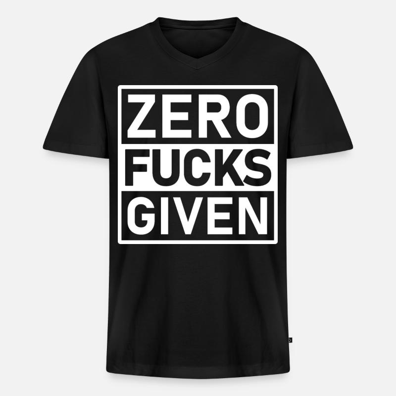 Zero Fucks Given Warnetikett - Männer Premium Bio T-Shirt mit V-Ausschnitt - Schwarz
