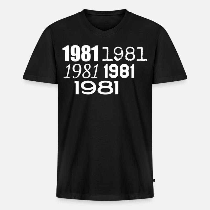 1981 - Männer Premium Bio T-Shirt mit V-Ausschnitt - Schwarz