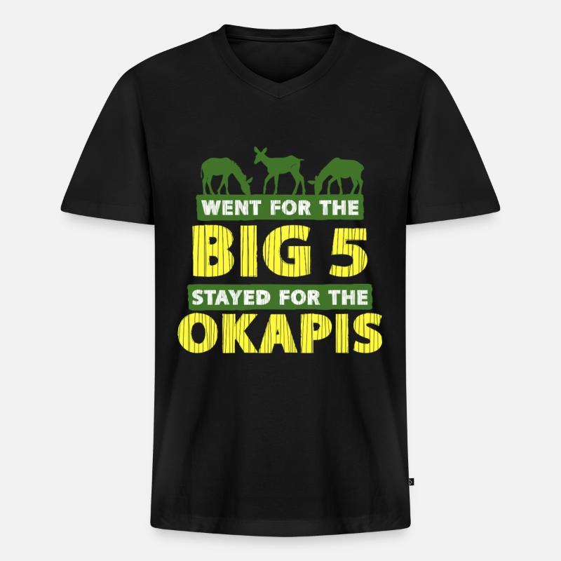 Okapi Tier - Männer Premium Bio T-Shirt mit V-Ausschnitt - Schwarz