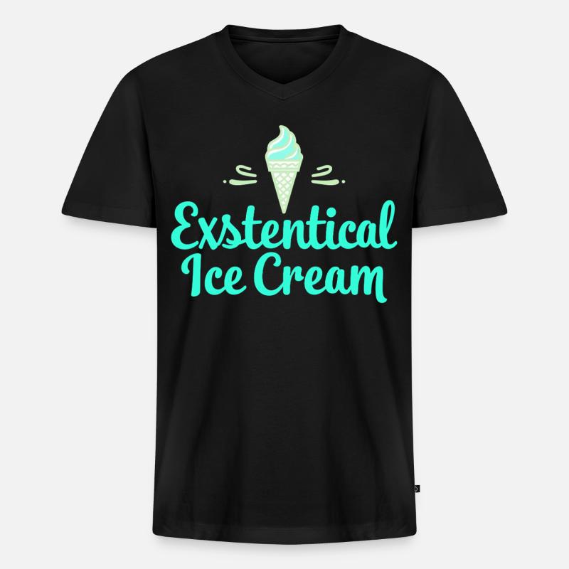 Existenzielle Eiscreme Lustiger Spruch Eis Waffel - Männer Premium Bio T-Shirt mit V-Ausschnitt - Schwarz