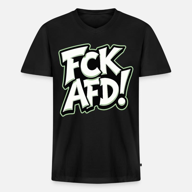 FCK AFD politisches Statement gegen Rechts - Männer Premium Bio T-Shirt mit V-Ausschnitt - Schwarz