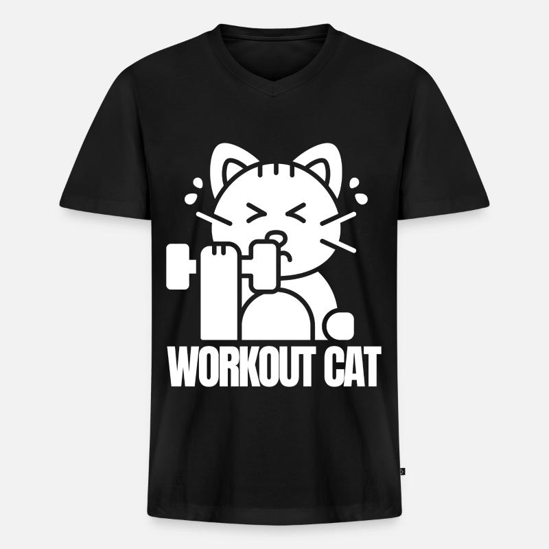 Muskelkatzentraining - Männer Premium Bio T-Shirt mit V-Ausschnitt - Schwarz