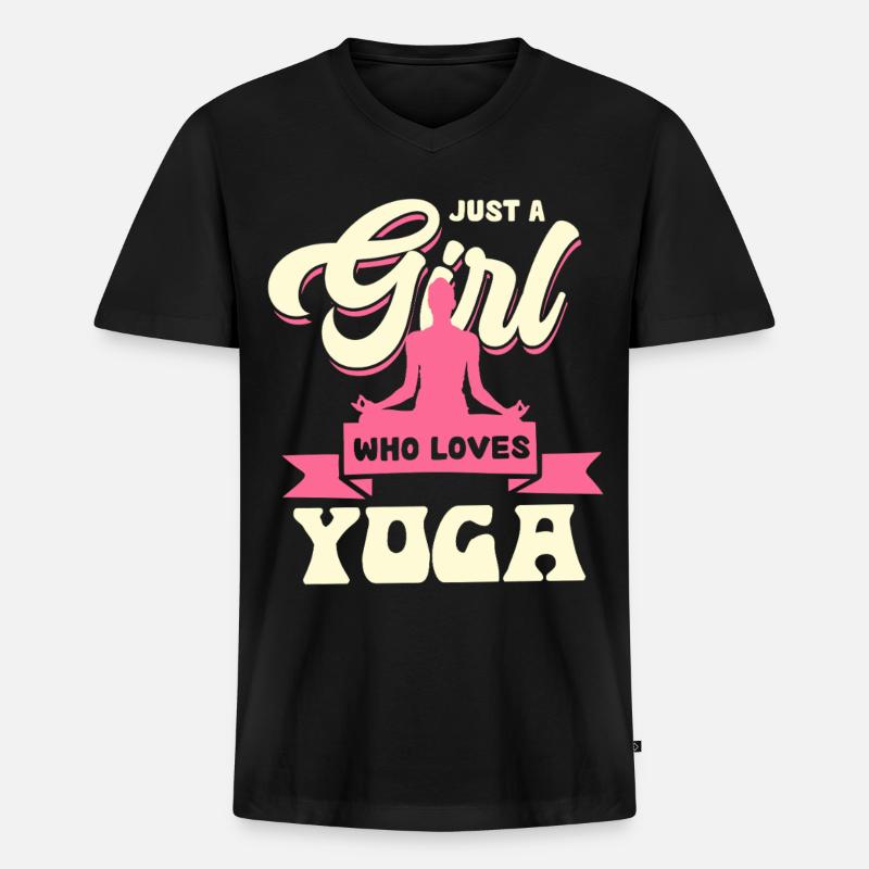Mädchen mit Yoga-Leidenschaft - Männer Premium Bio T-Shirt mit V-Ausschnitt - Schwarz