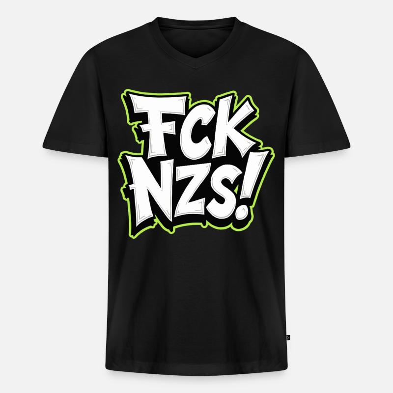 FCK NZS Statement gegen Rassismus - Männer Premium Bio T-Shirt mit V-Ausschnitt - Schwarz