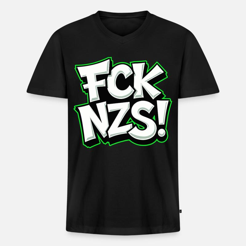 FCK NZS Statement gegen Rassismus - Männer Premium Bio T-Shirt mit V-Ausschnitt - Schwarz