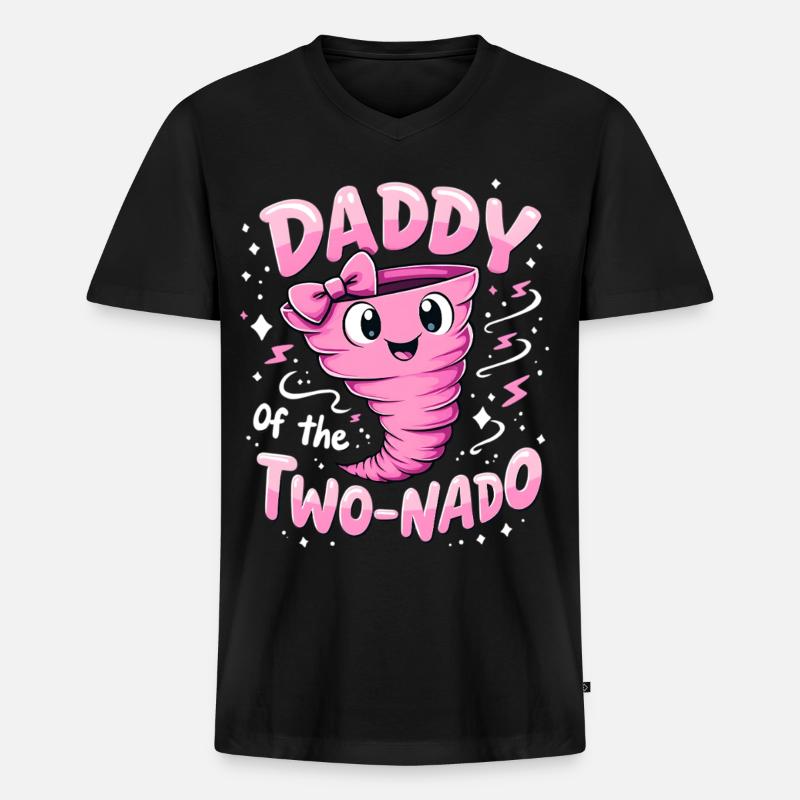 Daddy Two-Nado Pink Wirbel - Männer Premium Bio T-Shirt mit V-Ausschnitt - Schwarz