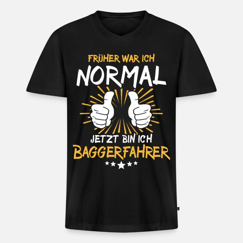 Baggerfahrer Spruch - Männer Premium Bio T-Shirt mit V-Ausschnitt - Schwarz