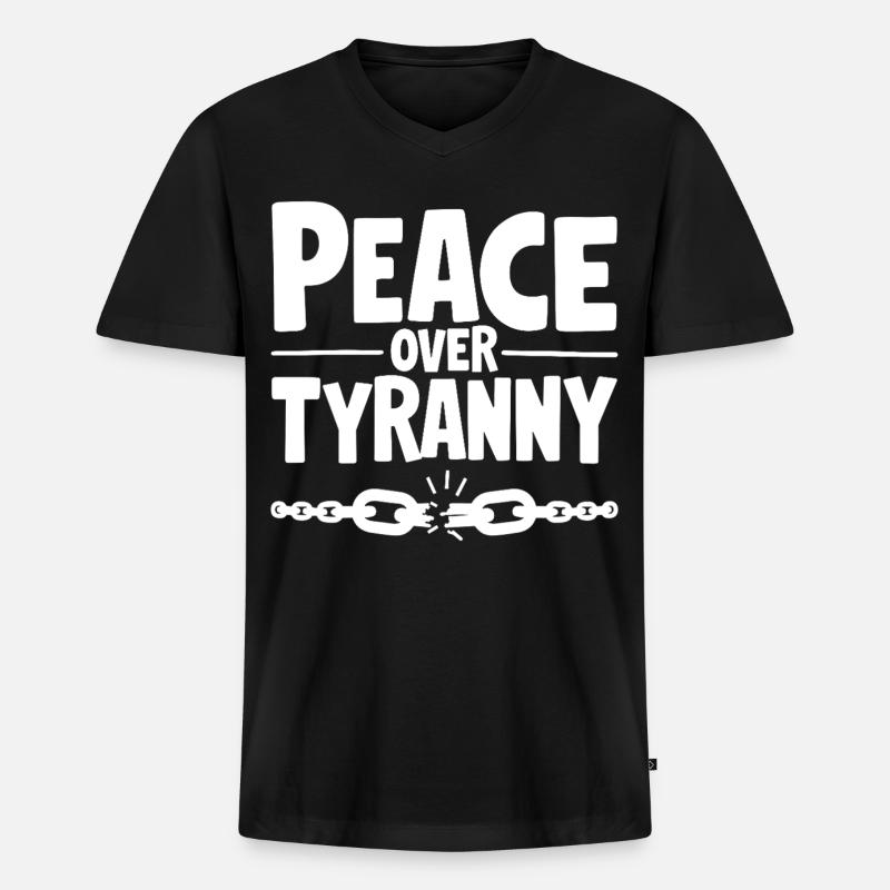 Peace Over Tyranny Kette zerbricht - Männer Premium Bio T-Shirt mit V-Ausschnitt - Schwarz