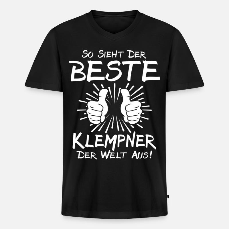 Bester Klempner - Männer Premium Bio T-Shirt mit V-Ausschnitt - Schwarz