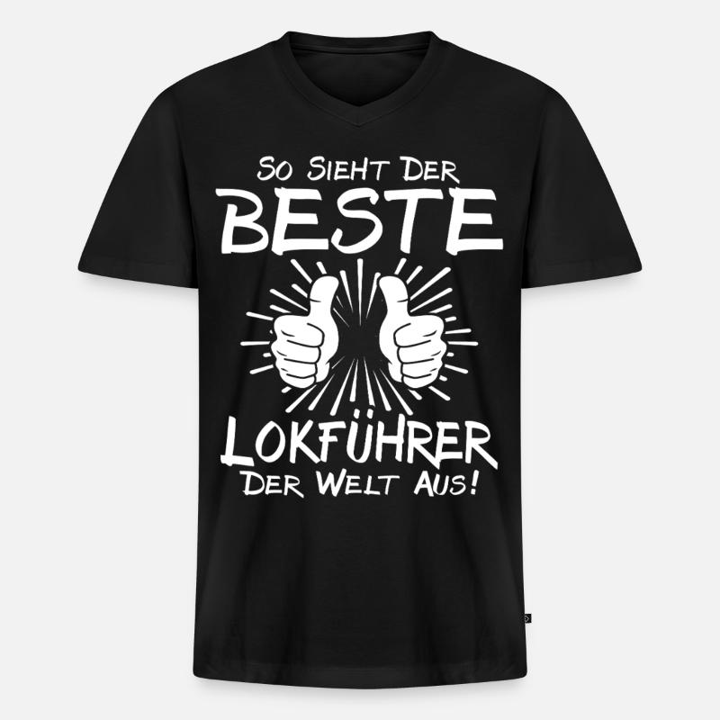Bester Lokführer - Männer Premium Bio T-Shirt mit V-Ausschnitt - Schwarz