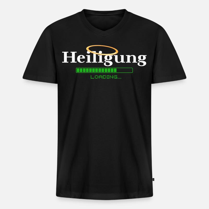 Heiligung - loading - Heiligenschein - Männer Premium Bio T-Shirt mit V-Ausschnitt - Schwarz