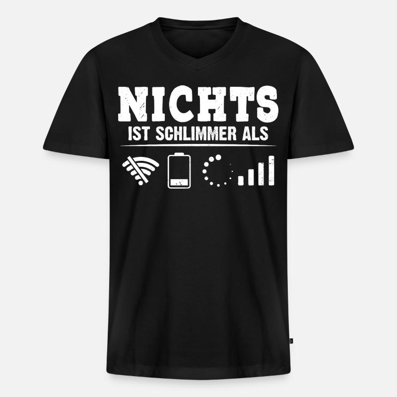 Coder NICHTS IST SCHLIMMER ALS LUSTIG - Männer Premium Bio T-Shirt mit V-Ausschnitt - Schwarz