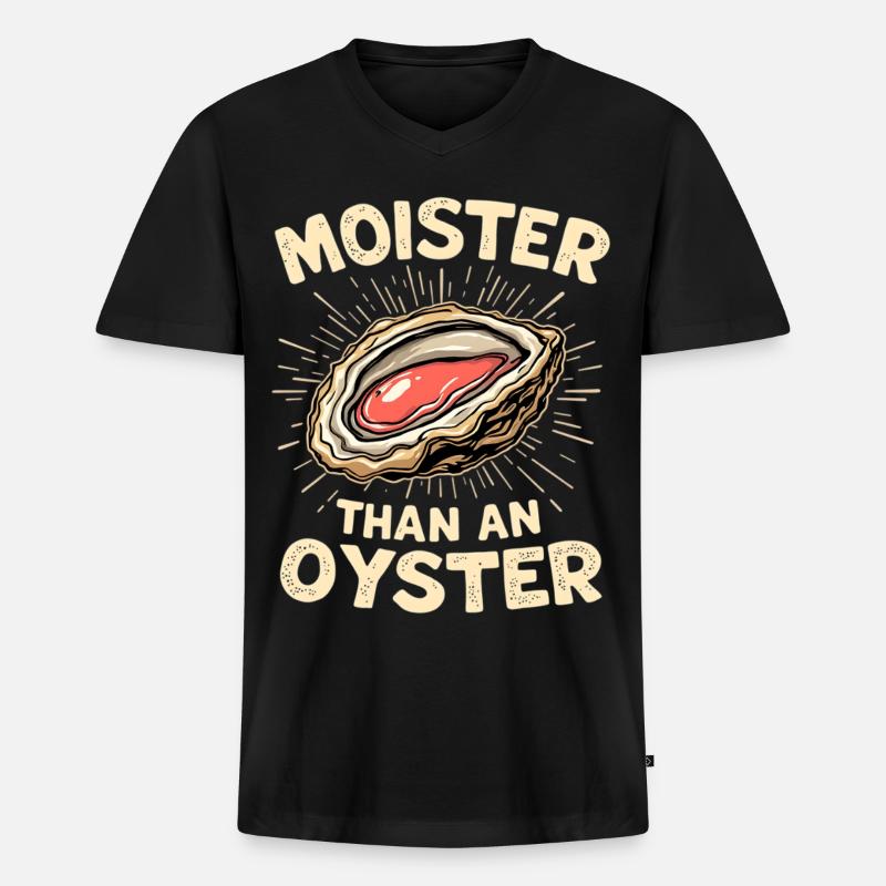 Feucht wie eine Auster – Wortwitz - Männer Premium Bio T-Shirt mit V-Ausschnitt - Schwarz