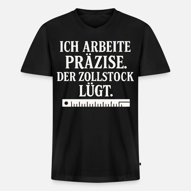 Handwerker Spruch Zollstock - Männer Premium Bio T-Shirt mit V-Ausschnitt - Schwarz